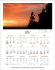 2017 sunset one page calendar
