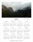 2017 yosemite one page calendar